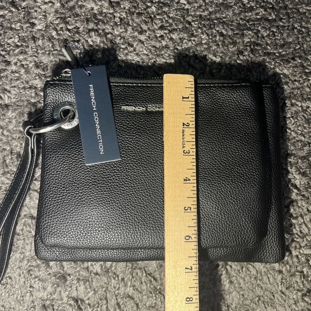 French Connection Lara Pebble Double Slim Pouches-Black-New with Tags-$48 Retail